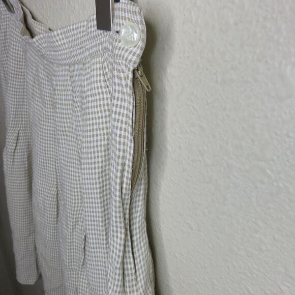 Y2K Khaki Gingham Pleated Flowy Short Skirt Made in USA - Women's Size 6 - Picture 3 of 5